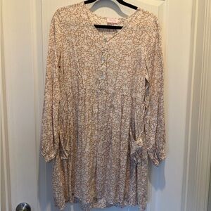 Pink Lily Cream and Tan Floral Midi Dress